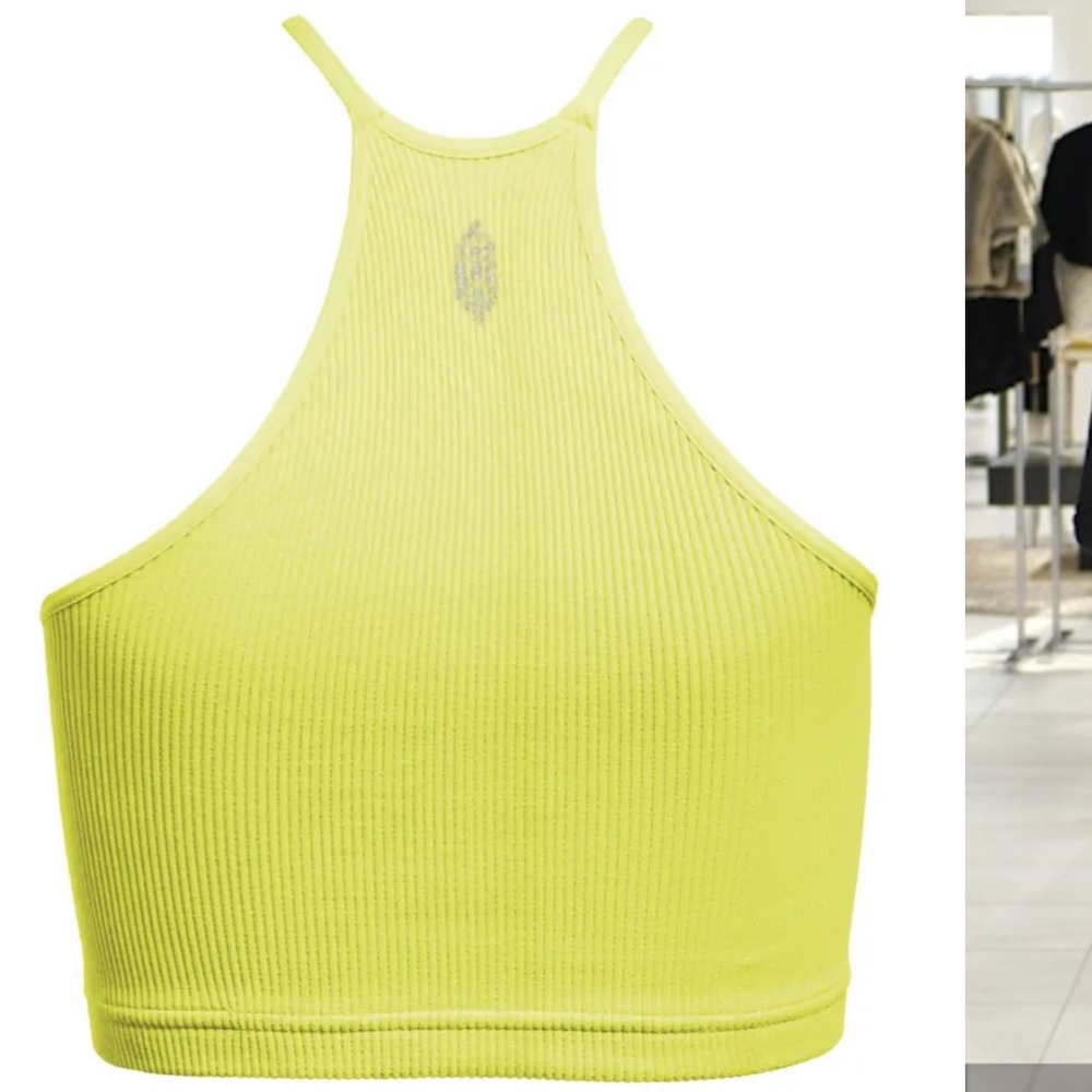 FREE PEOPLE HAPPINESS RUNS CROP LIME GREEN